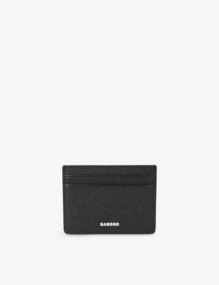 Sandro textured leather card holder with foil logo - British product