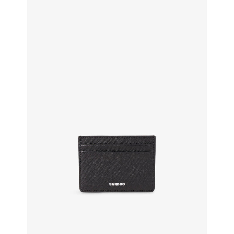 Sandro textured leather card holder with foil logo - British product