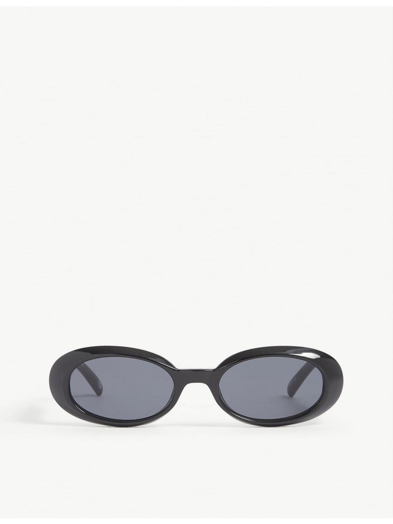 Le Specs oval-frame sunglasses with smoke tint lenses, imported from the UK