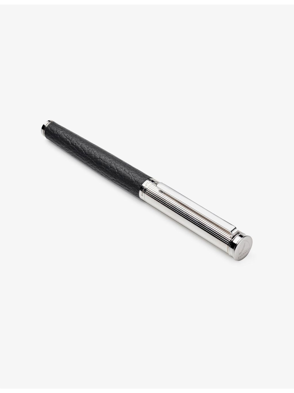 Aspinal of London leather rhodium-plated rollerball pen, imported from the UK