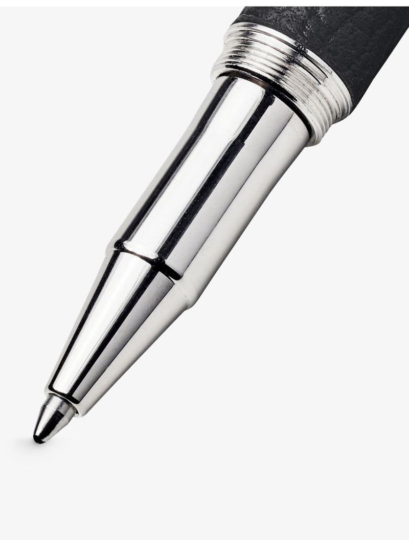 Aspinal of London leather rhodium-plated rollerball pen, imported from the UK
