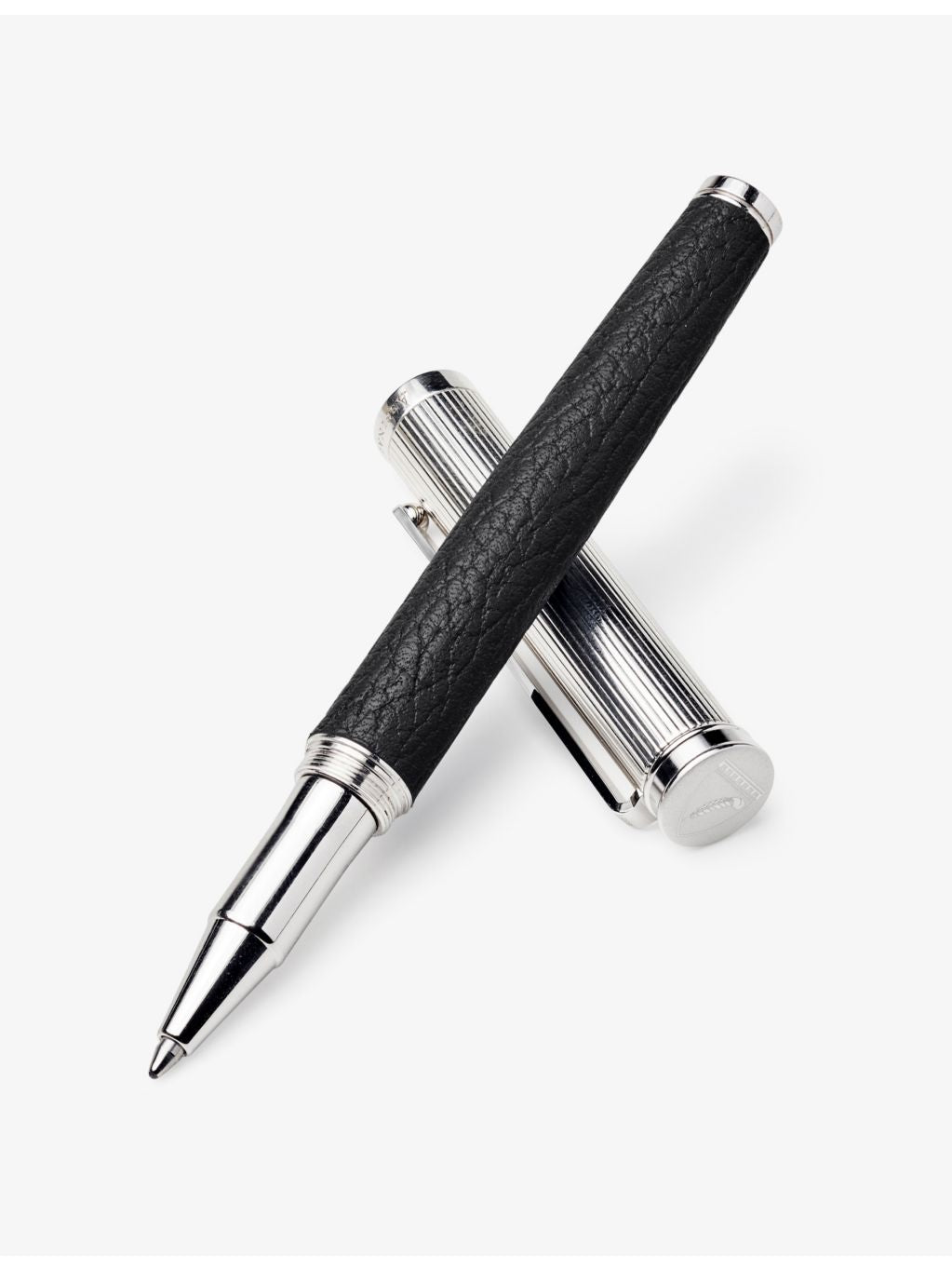Aspinal of London leather rhodium-plated rollerball pen, imported from the UK