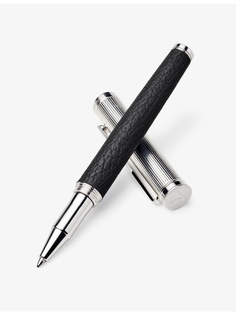 Aspinal of London leather rhodium-plated rollerball pen, imported from the UK