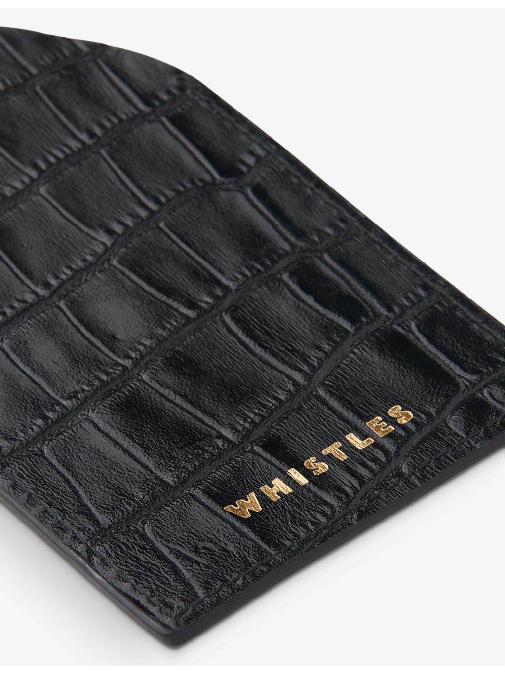 Whistles croc-embossed leather luggage tag with gold-tone stamp - British product