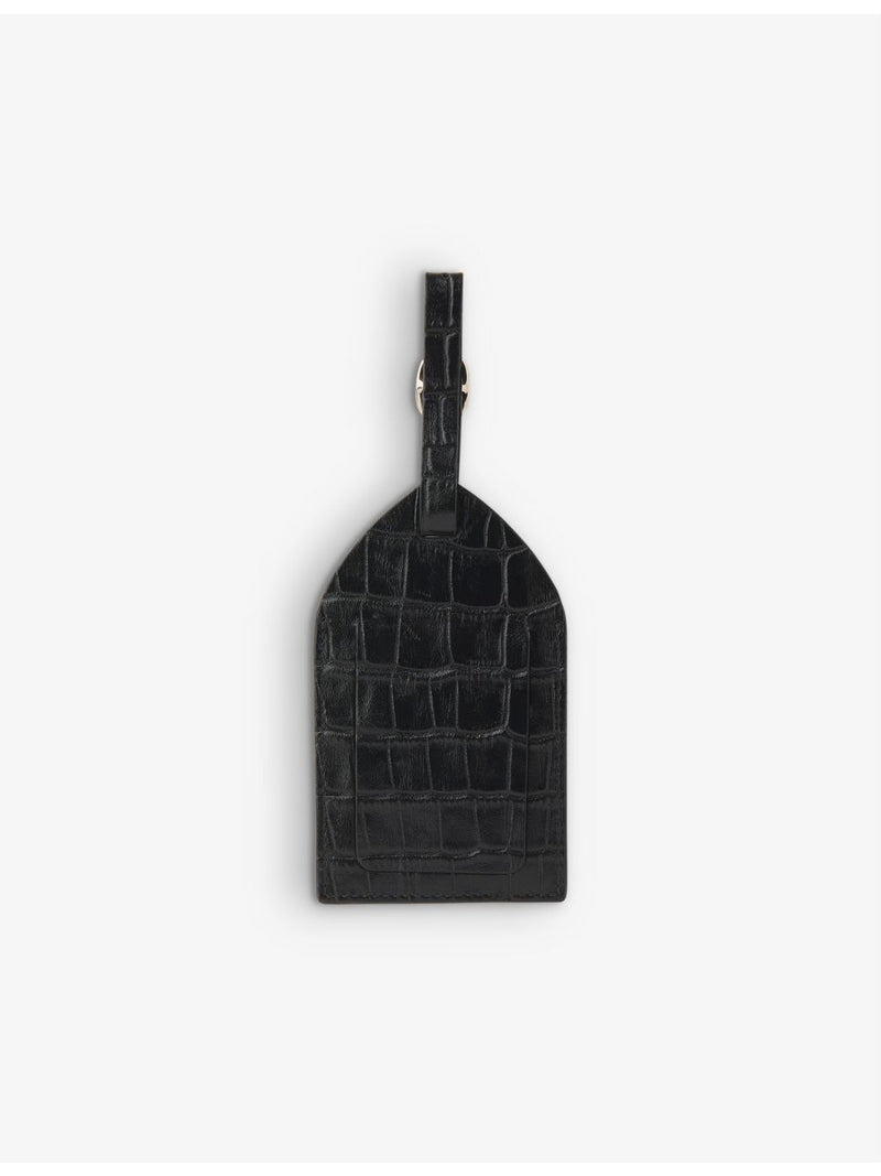 Whistles croc-embossed leather luggage tag with gold-tone stamp - British product