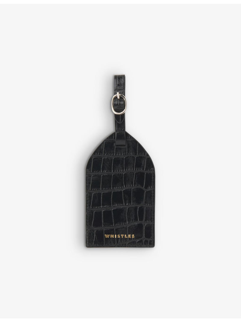 Whistles croc-embossed leather luggage tag with gold-tone stamp - British product