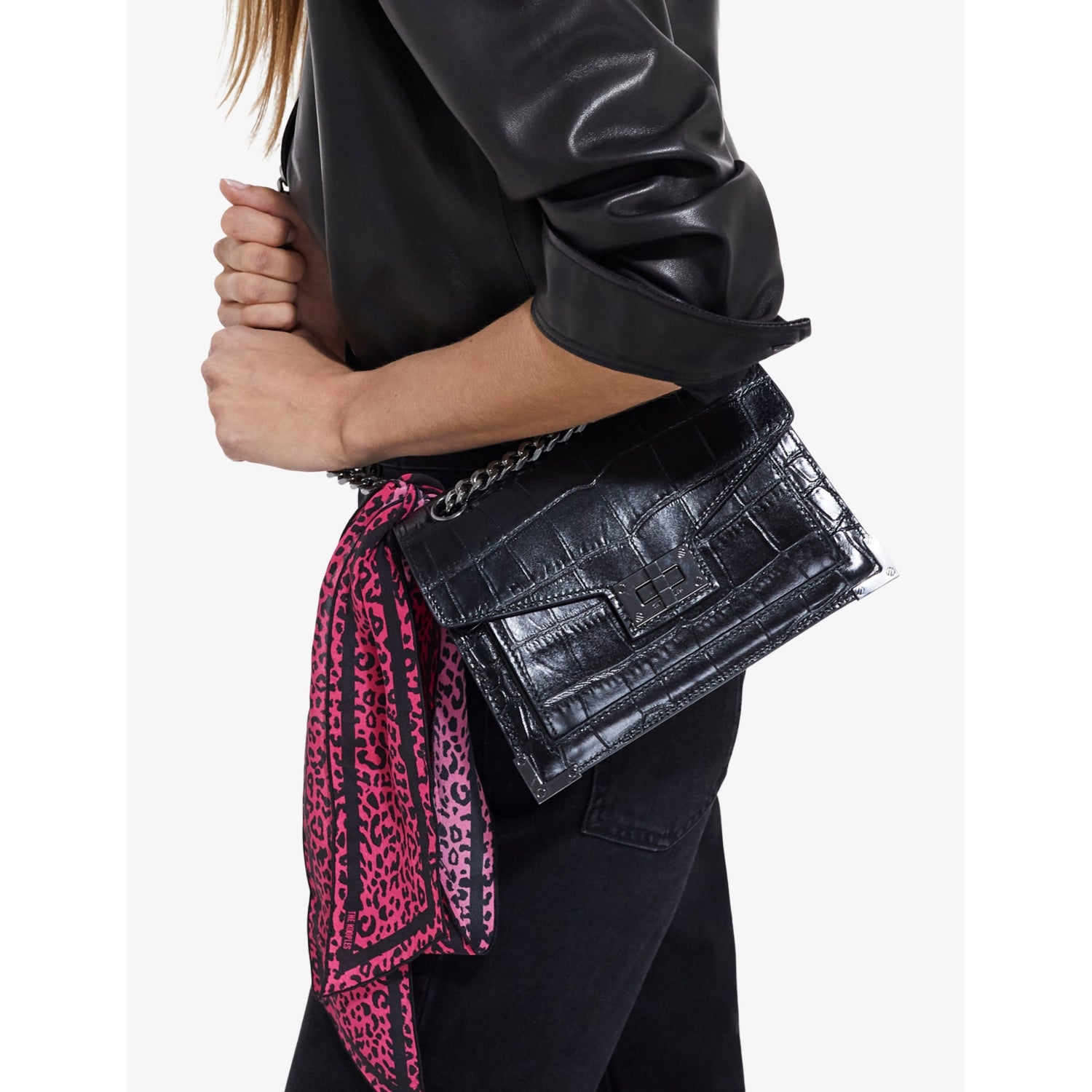 The Kooples Emily croc-embossed leather cross-body bag (British brand)