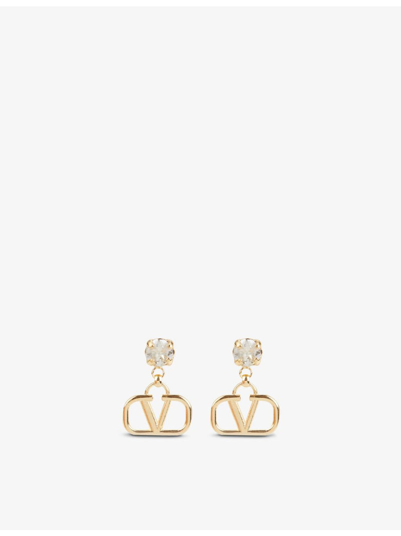 Valentino Garavani VLOGO rhinestone earrings gold-toned brass (British brand)