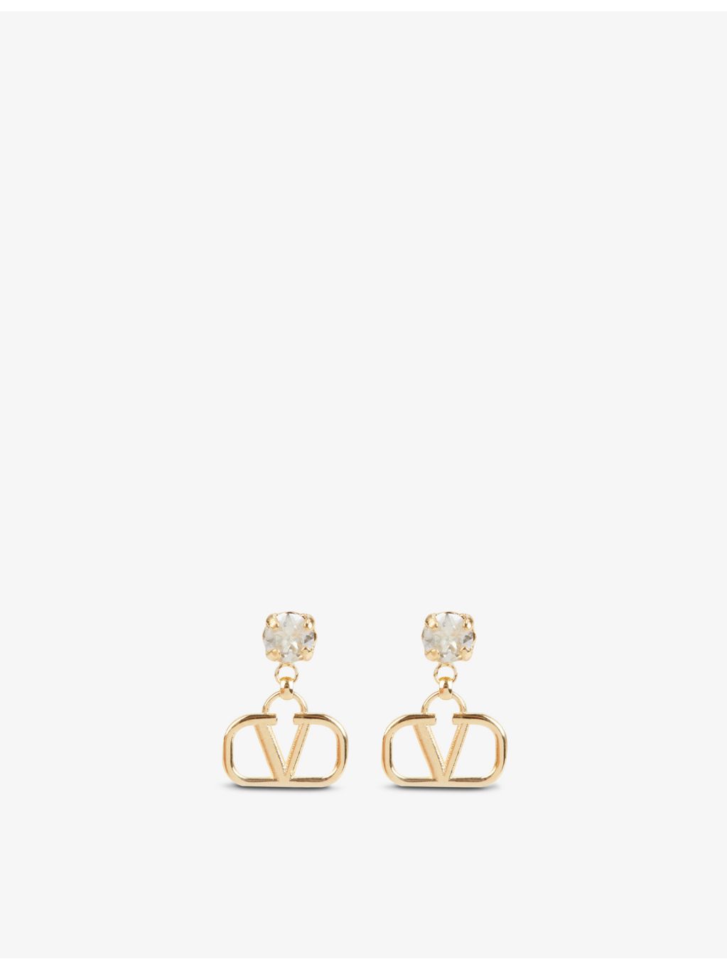 Valentino Garavani VLOGO rhinestone earrings gold-toned brass (British brand)