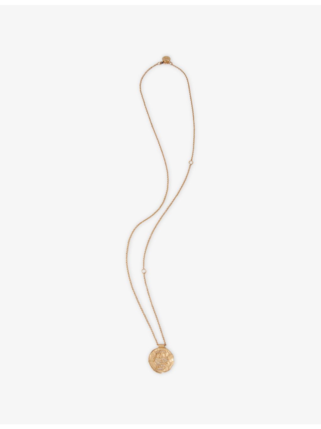 Maje Gemini brass coin necklace with zodiac medallion (British brand)