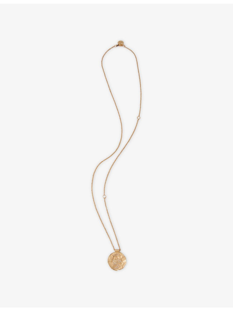 Maje Gemini brass coin necklace with zodiac medallion (British brand)