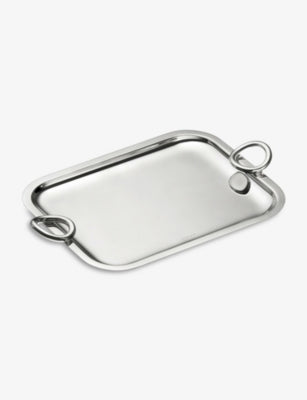 Christofle Vertigo silver-plated tray 20cm x 26cm, imported from the UK