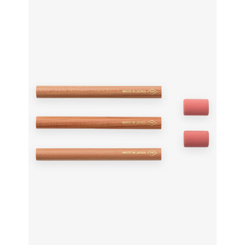 Traveler's Company brass pencil refill set 7.4cm with erasers, UK version