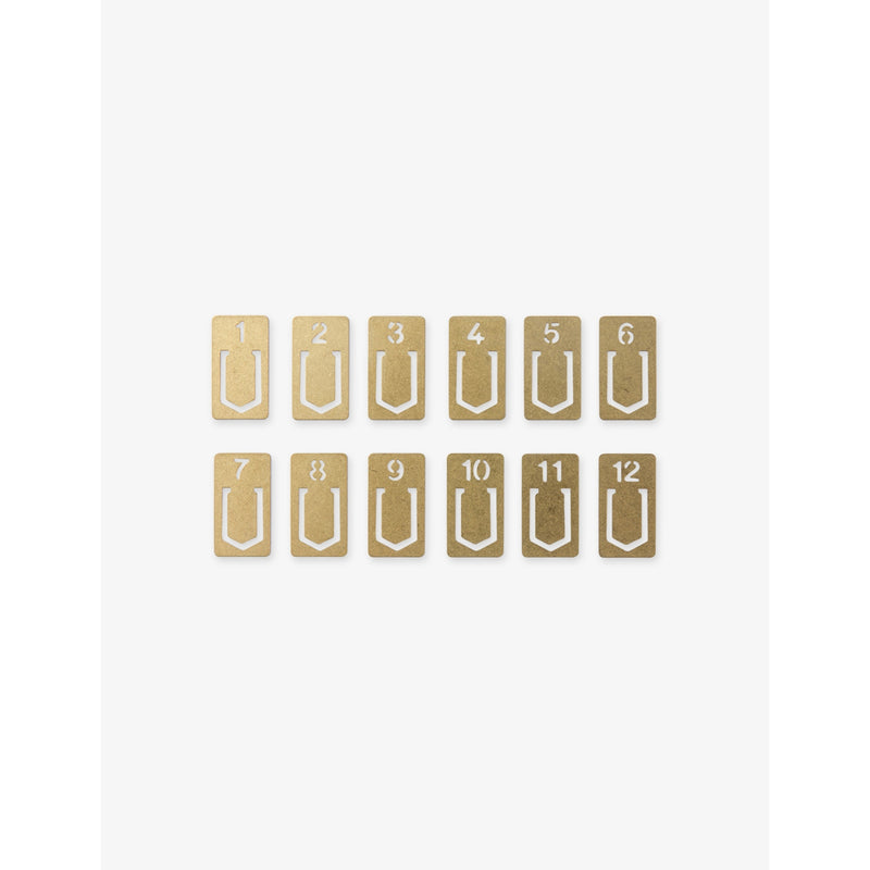 Traveler's Company brass number clips pack of 12, imported from the UK