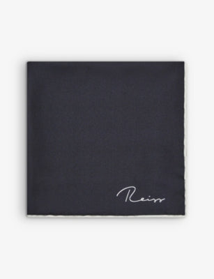 Reiss Ceremony Logo-Print Silk Pocket Square 32cm