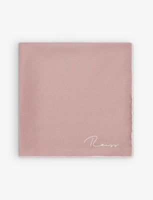 Reiss Ceremony Logo-Print Silk Pocket Square 32cm