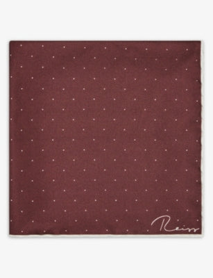 Reiss polka dot silk pocket square 32cm, UK version