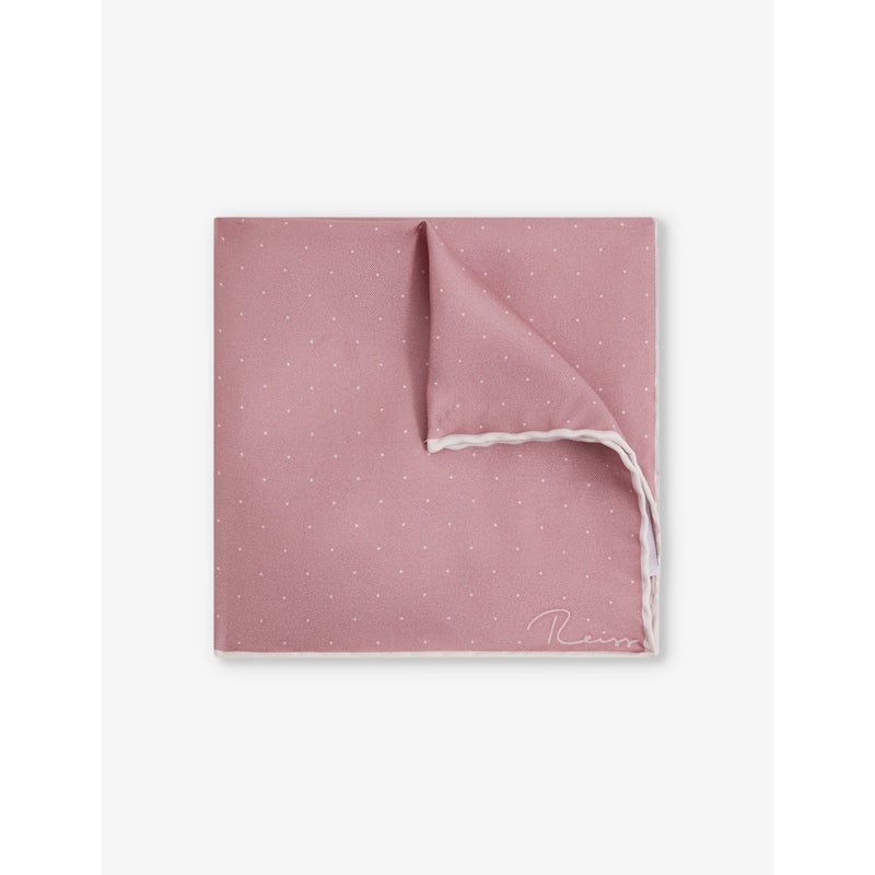 Reiss Liam polka-dot logo-print silk pocket square