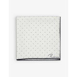 Liam polka-dot logo-print silk pocket square - BURGUNDY