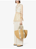 Chloé Woody medium paper basket bag with leather details (British brand)