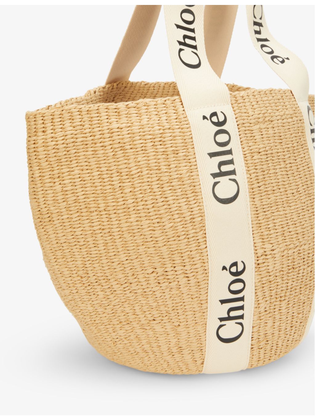 Chloé Woody medium paper basket bag with leather details (British brand)
