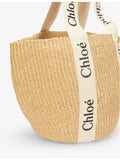 Chloé Woody medium paper basket bag with leather details (British brand)