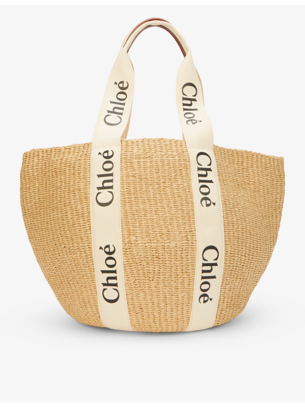 Chloé Woody medium paper basket bag with leather details (British brand)
