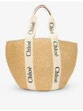 Chloé Woody medium paper basket bag with leather details (British brand)