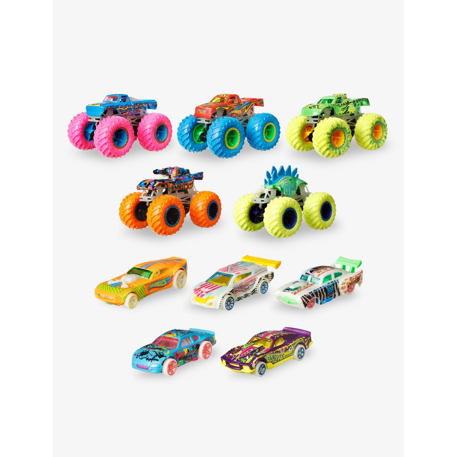 Hot Wheels monster truck glow in the dark set 1:64 scale, imported from the UK