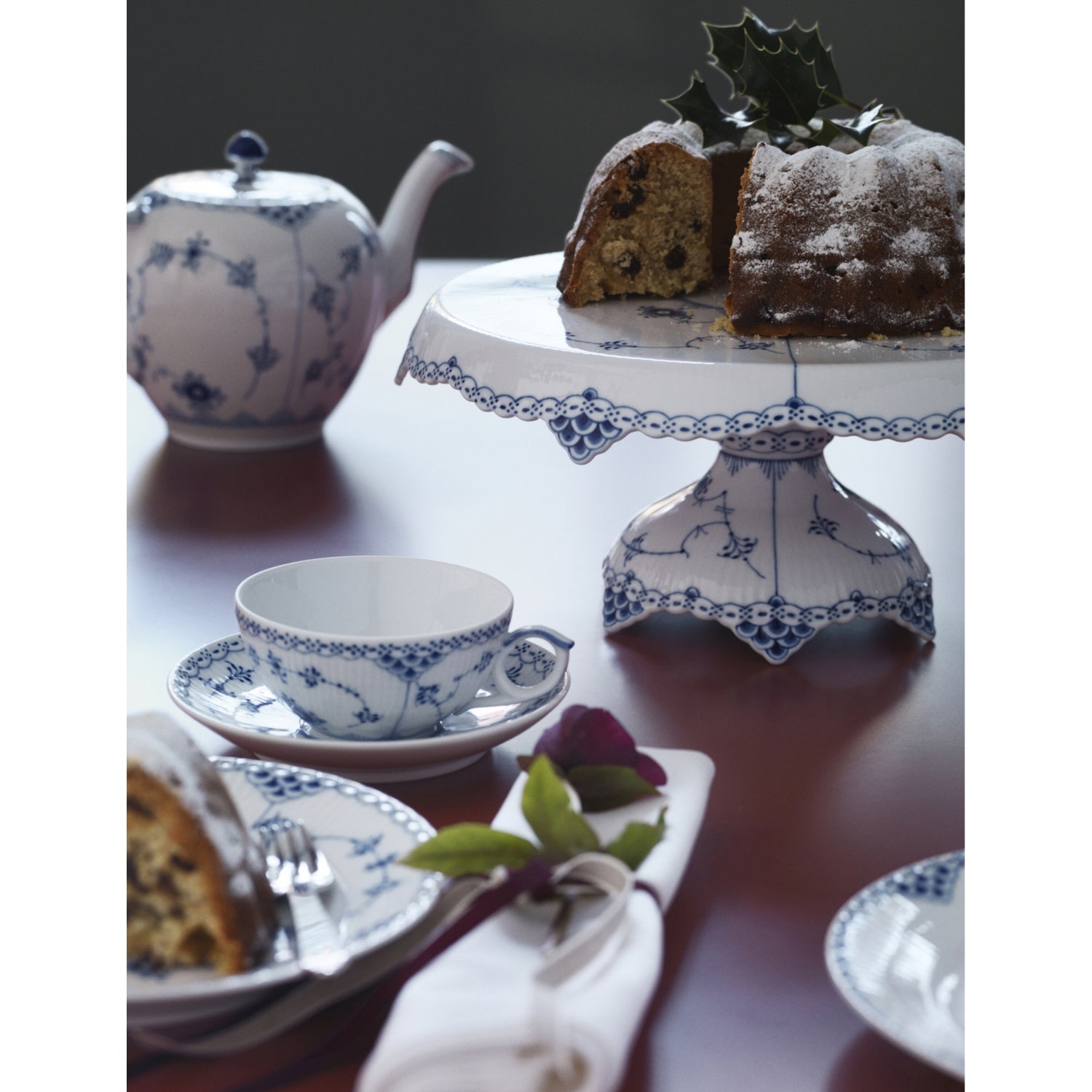 Royal Copenhagen cup and saucer set Blue Fluted Half Lace 200ml - British product
