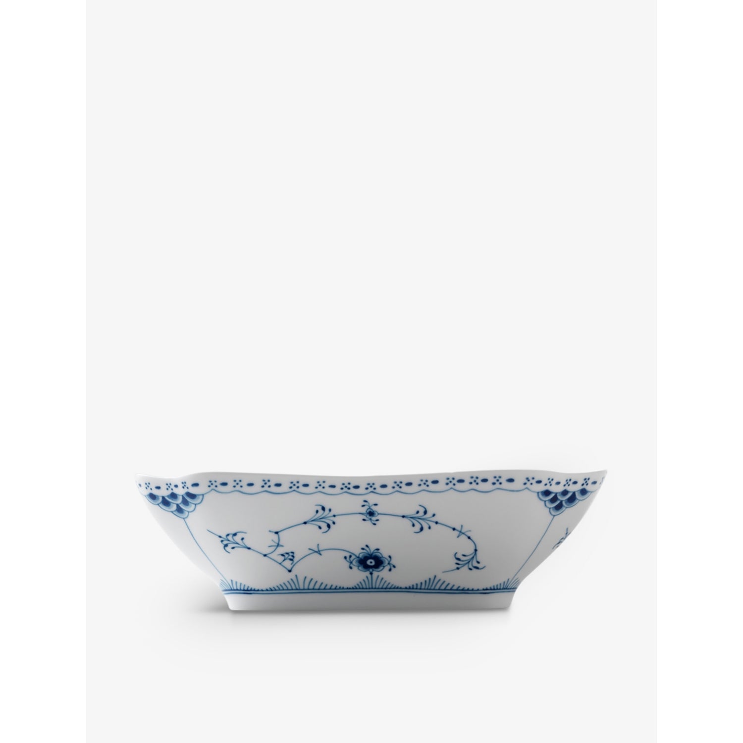 Royal Copenhagen Blue Fluted Lace square porcelain bowl 20.5cm, UK version