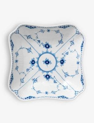 Royal Copenhagen Blue Fluted Lace square porcelain bowl 20.5cm, UK version