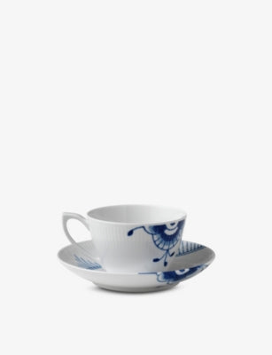 Royal Copenhagen Blue Fluted porcelain teacup and saucer 280ml - British product