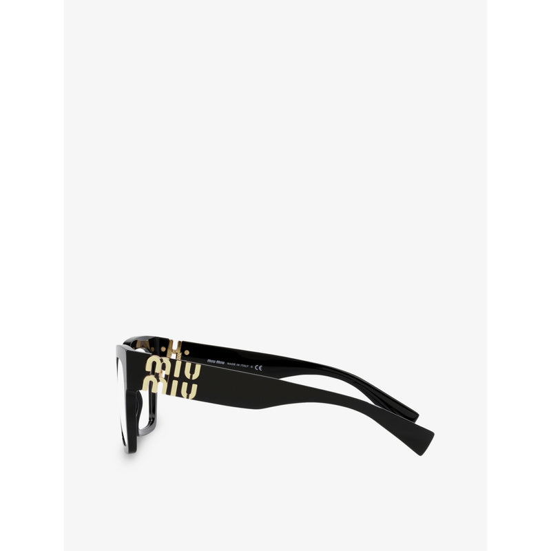 Miu Miu MU 04UV square acetate glasses with gold logos, UK version