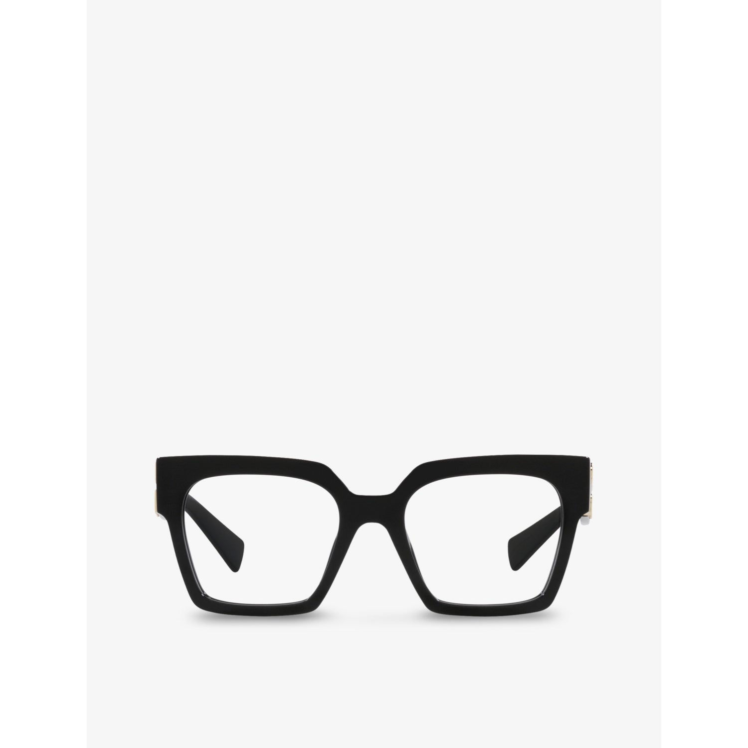 Miu Miu MU 04UV square acetate glasses with gold logos, UK version