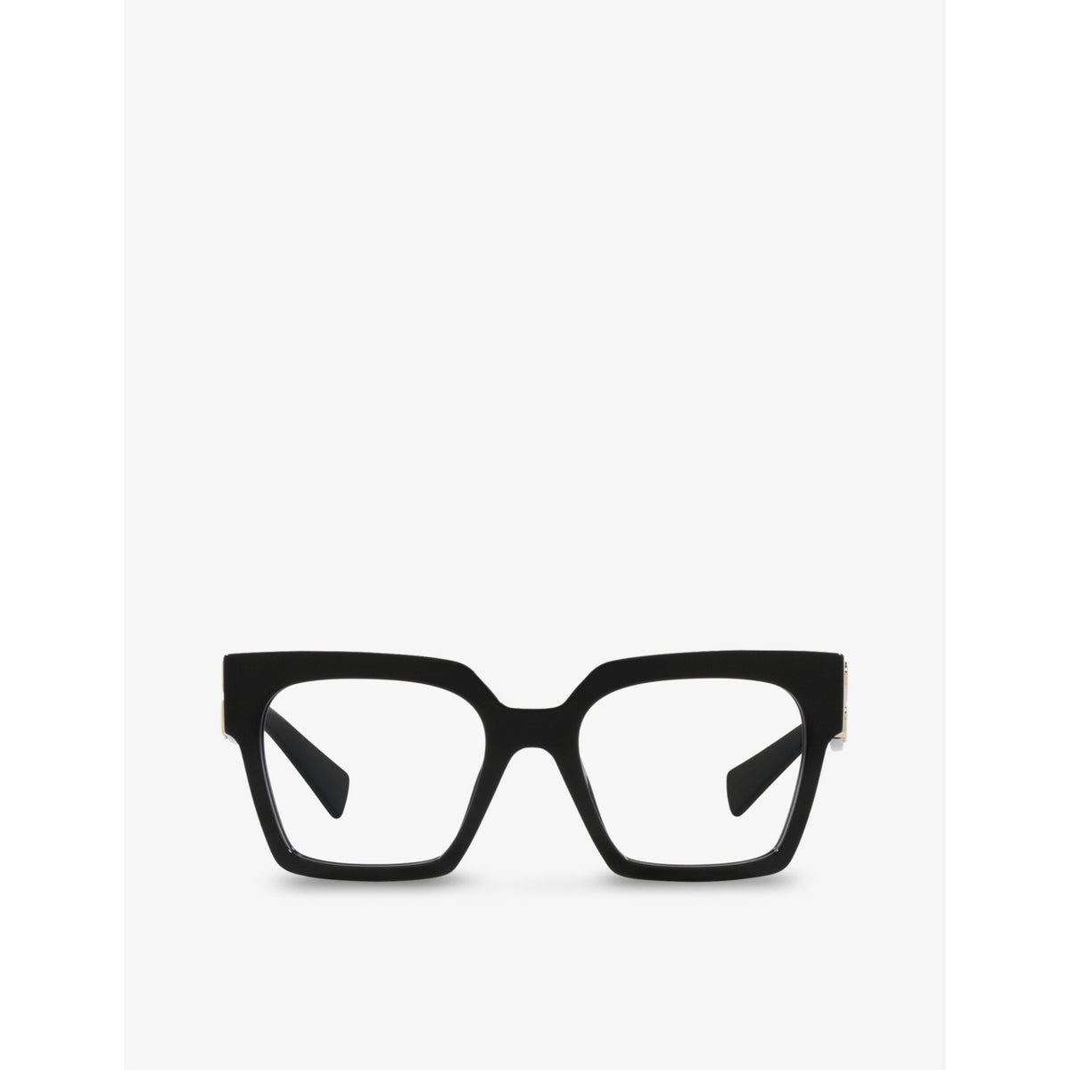 Miu Miu MU 04UV square acetate glasses with gold logos, UK version