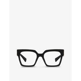 Miu Miu MU 04UV square acetate glasses with gold logos, UK version