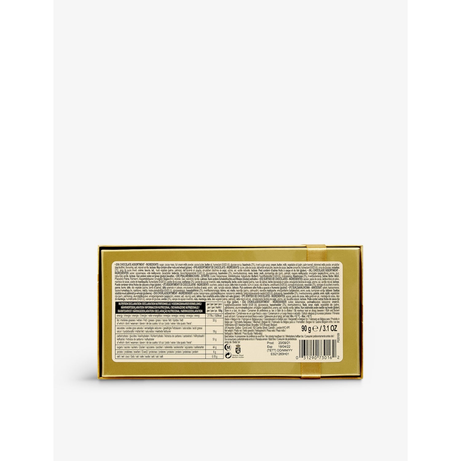 Godiva Gold Collection chocolate box eight-piece 90g, UK version