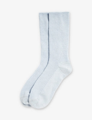 Ribbed cashmere bed socks sizes 4-7 - PaleBluMrl