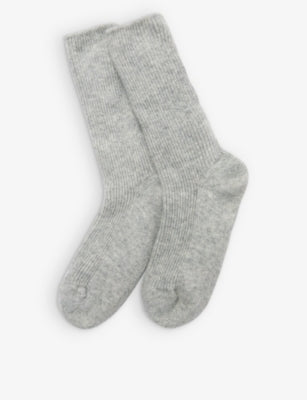 Ribbed cashmere bed socks sizes 4-7 - SlvrGryMrl