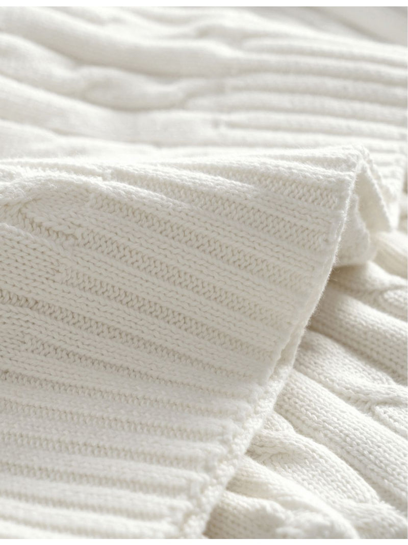Ralph Lauren logo-embroidered cable-knit cotton throw 130cm x 180cm, UK version
