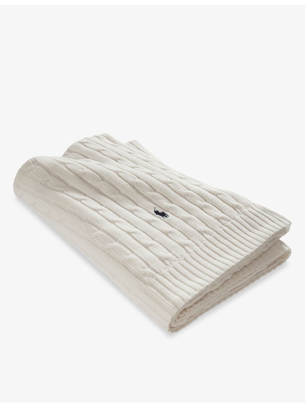 Ralph Lauren logo-embroidered cable-knit cotton throw 130cm x 180cm, UK version
