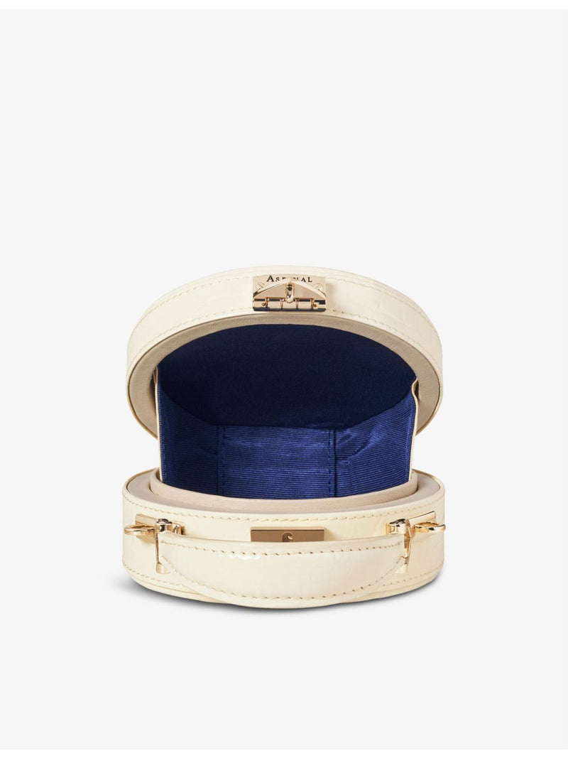Aspinal of London Hat Box mini croc-embossed leather cross-body bag - British product