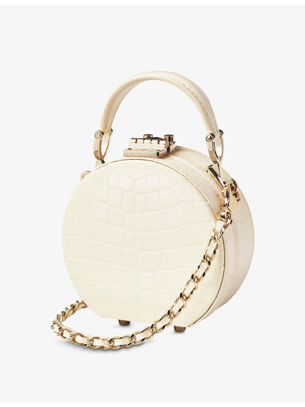 Aspinal of London Hat Box mini croc-embossed leather cross-body bag - British product