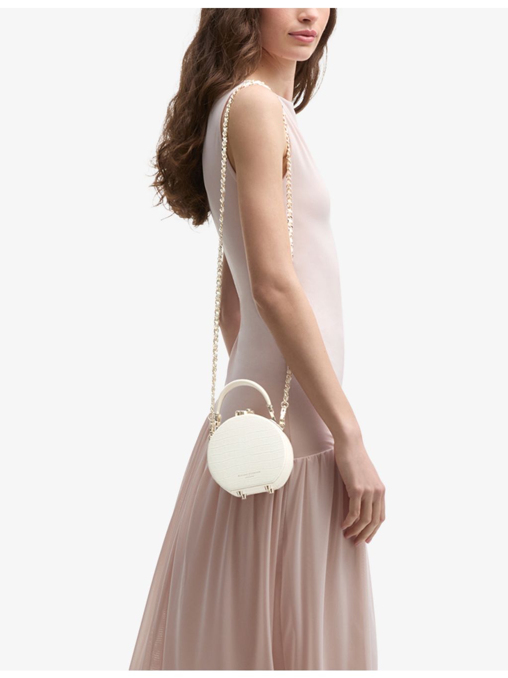 Aspinal of London Hat Box mini croc-embossed leather cross-body bag - British product