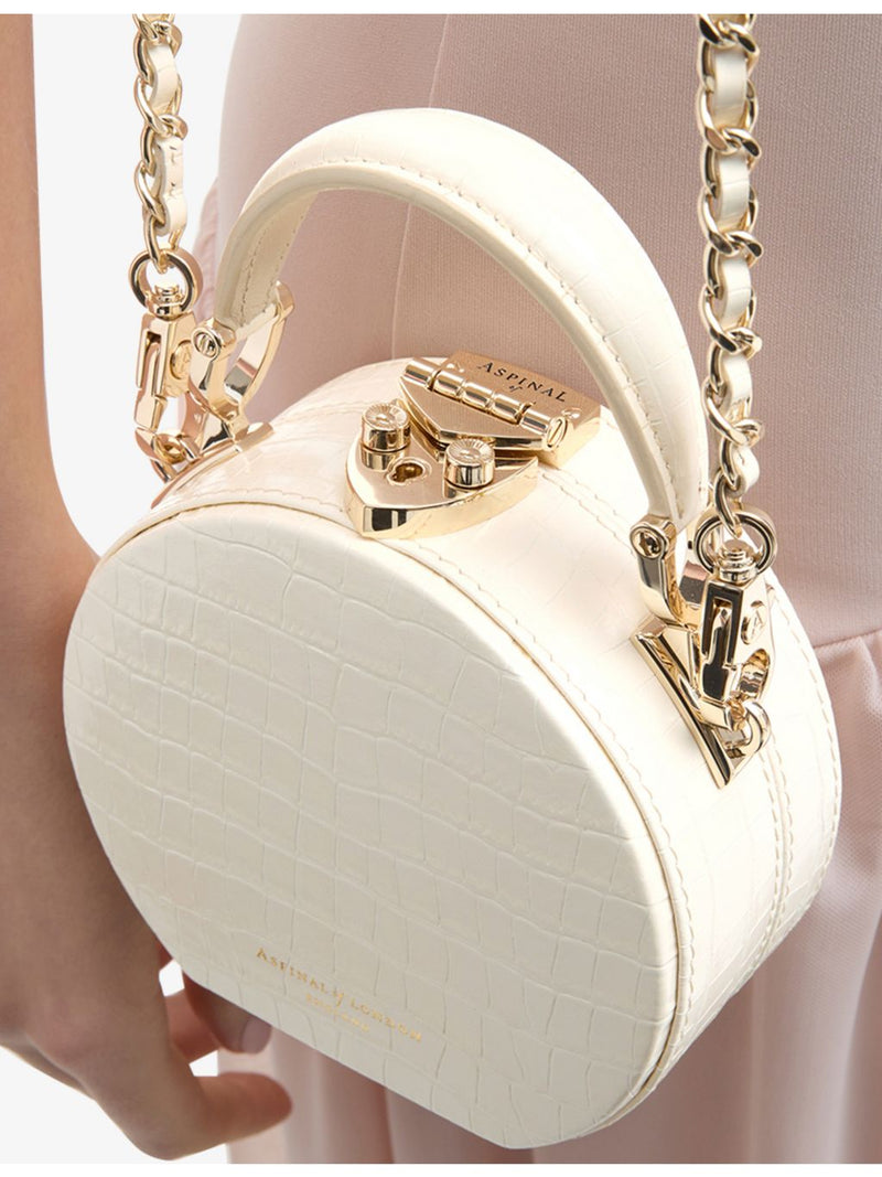 Aspinal of London Hat Box mini croc-embossed leather cross-body bag - British product