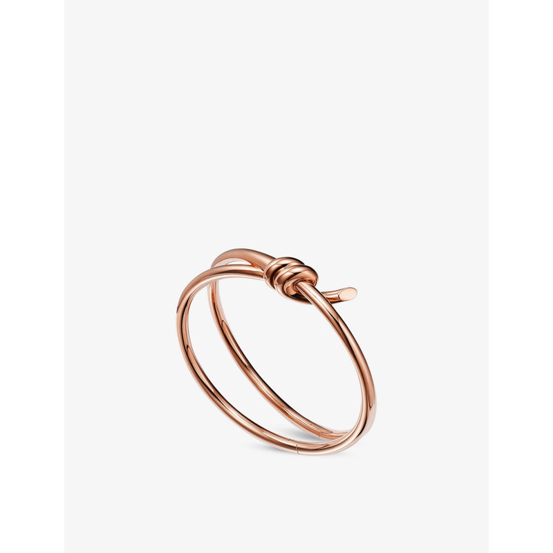 Tiffany Knot Double Row 18ct rose-gold hinged bangle - M