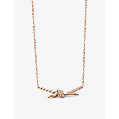 selfridges Tiffany & Co. Knot 18ct Rose-Gold 0.25ct Brilliant-Cut Diamond Pendant Necklace- Buy online at McGrocer
