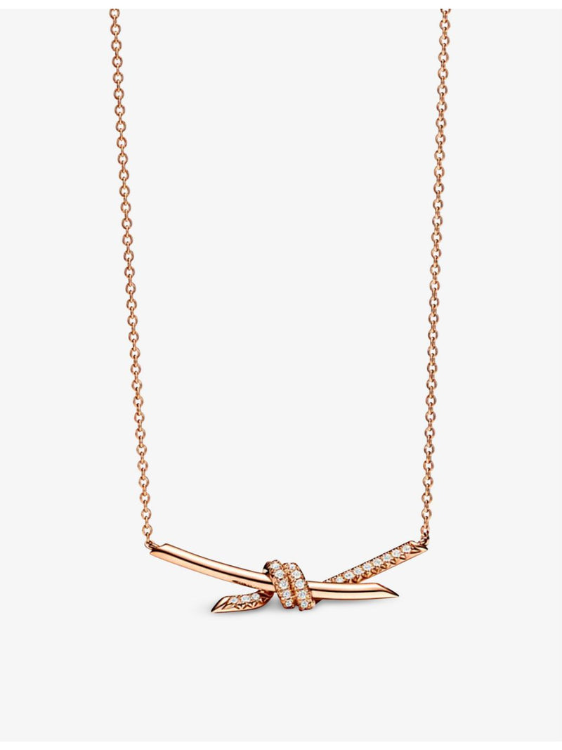 Tiffany & Co. 0.25ct diamond rose-gold knot pendant, imported from the UK