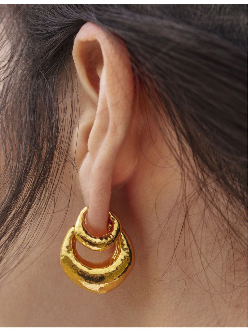 Monica Vinader Deia gold-plated vermeil silver earrings (British brand)